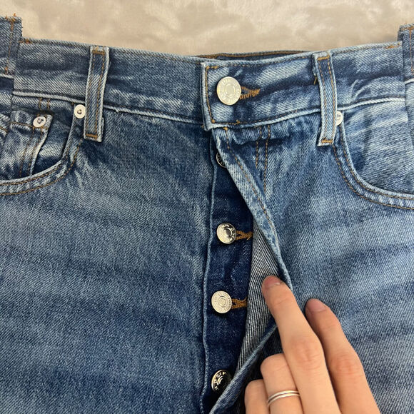 Revolve EB Denim Jeans Womens 26 Split Hem Button Fly Asymmetrical Retro USA NWT - Picture 3 of 14